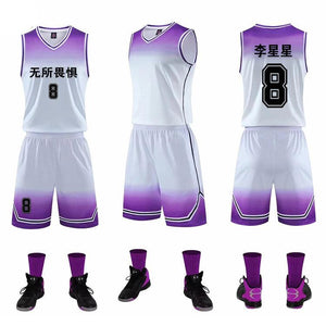 Gradient Basketball Uniform Sports Suit Children Adult Sweat-Absorbent Basketball Uniform
